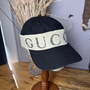 Gucci Black Cream Cotton Headband Baseball Cap XL